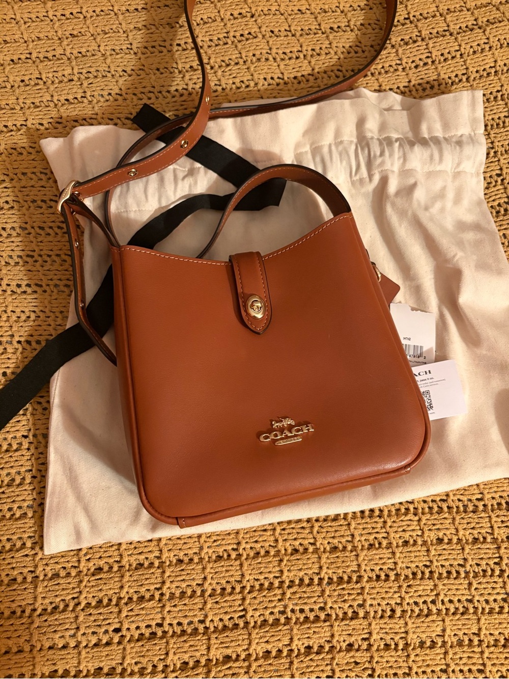 Coach Hadley Mini Tan Leather Crossbody Bag